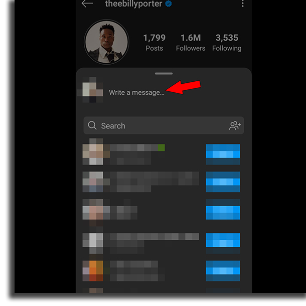 Send Instagram profiles as a message 2 Instagram Direct Messages