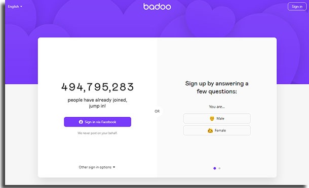 badoo's home screen, one of the best dating apps