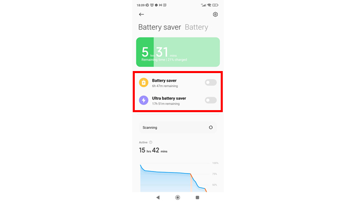 disable battery saver 
