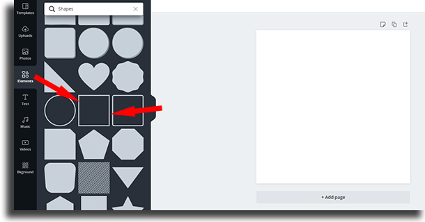 empty square shape how to use Canva