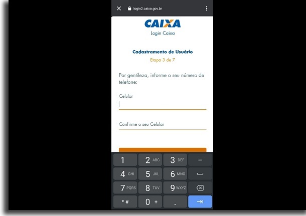 celular no app da caixa