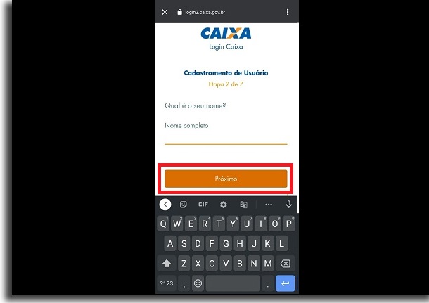 inserir o nome no app