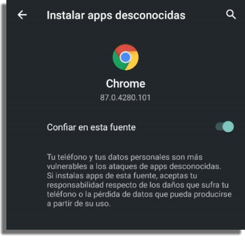 instalar apps desconocidas Android
