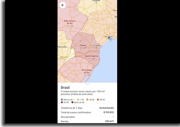 usar o google maps para saber do covid