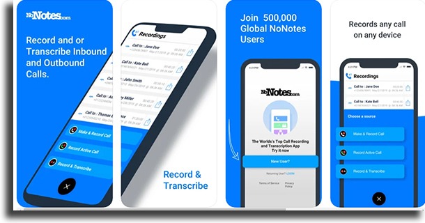 Call Recording by NoNotes speech-to-text apps