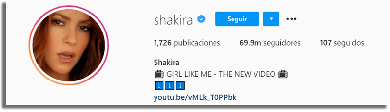 Latinos con más seguidores en Instagram Shakira