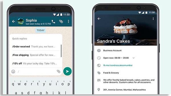 respostas rápidas do whatsapp business