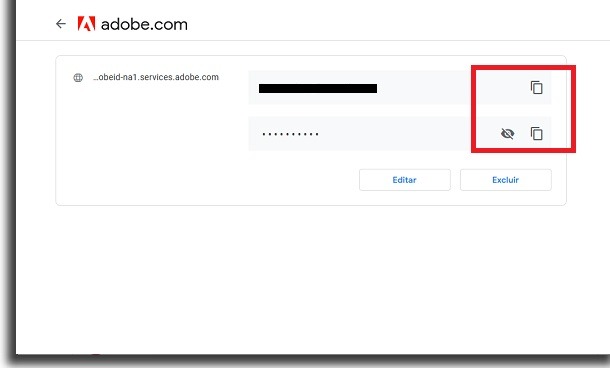 copiar senhas