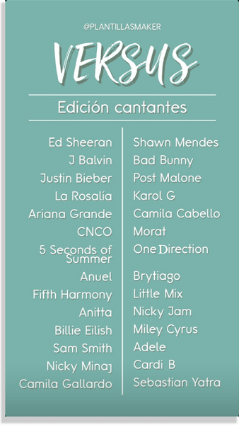 Versus de cantantes