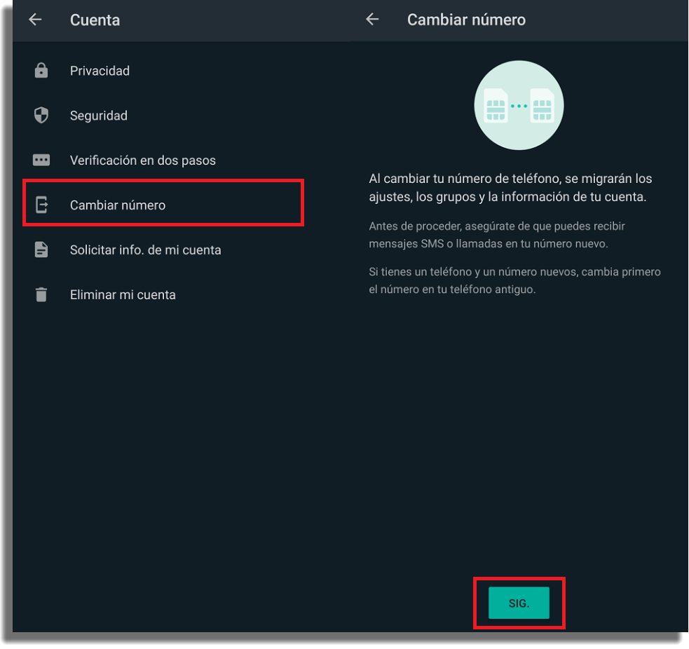 Cambiar tu número de WhatsApp