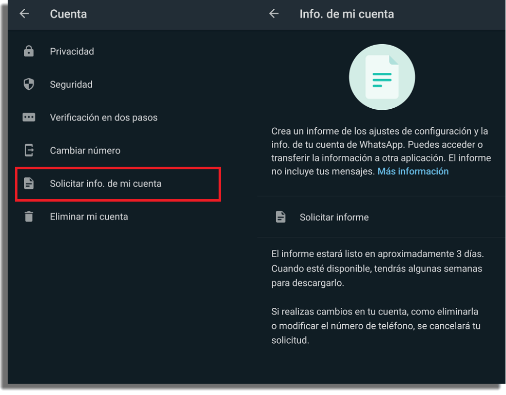 Descargar tu información y configuración Trucos de WhatsApp