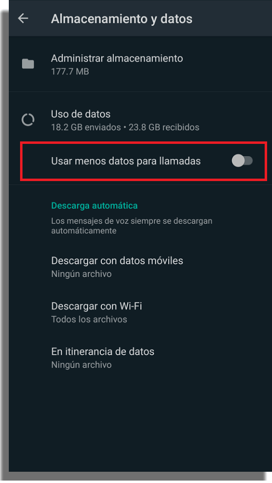 Reducir el uso de datos en las llamadas Trucos de WhatsApp