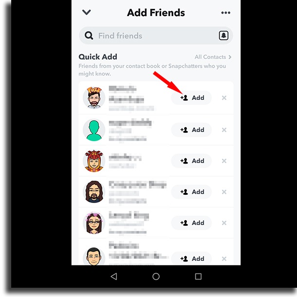 Add find people on Snapchat