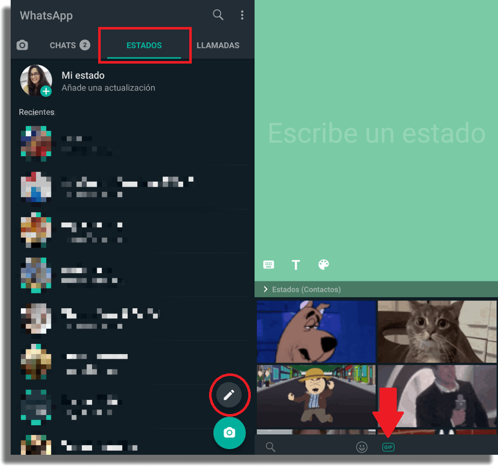 Usar un GIF en tus Estados