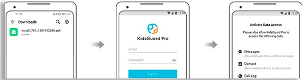 tela de login do aplicativo para monitorar WhatsApp no Android