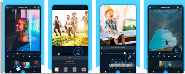 telas do movavi clips, indicado para vídeos de challenge para Instagram