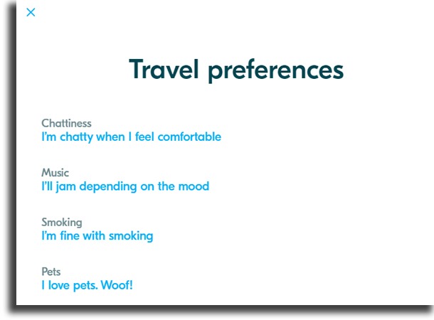 travel preferences 