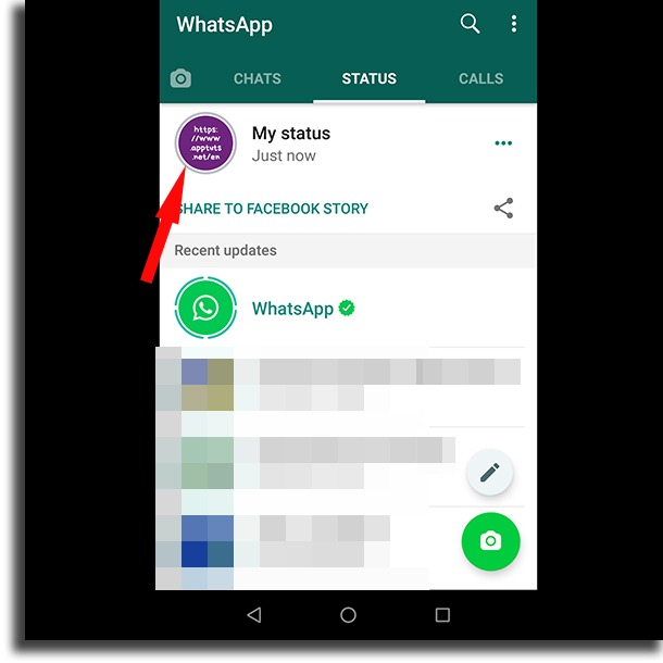 Посмотреть только что опубликованный статус добавить ссылку на статус WhatsApp