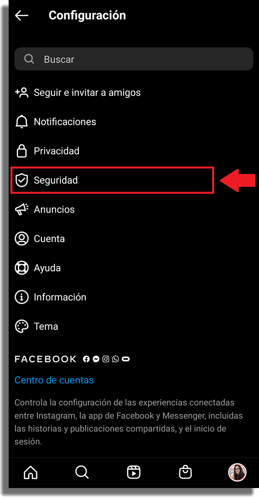 menú seguridad de ig Cómo cambiar contraseña de Instagram 