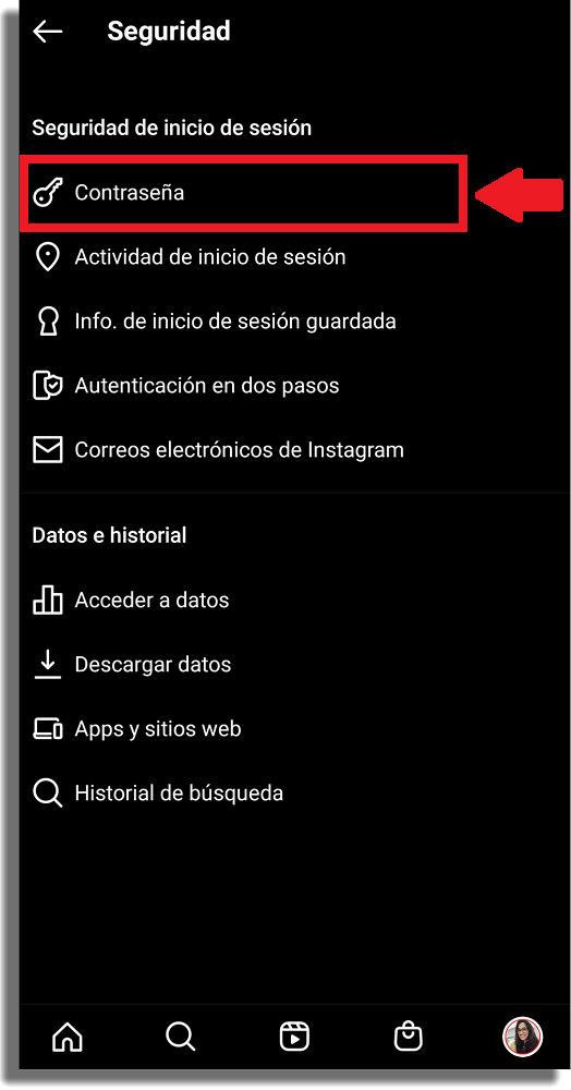 Cómo cambiar contraseña de Instagram 