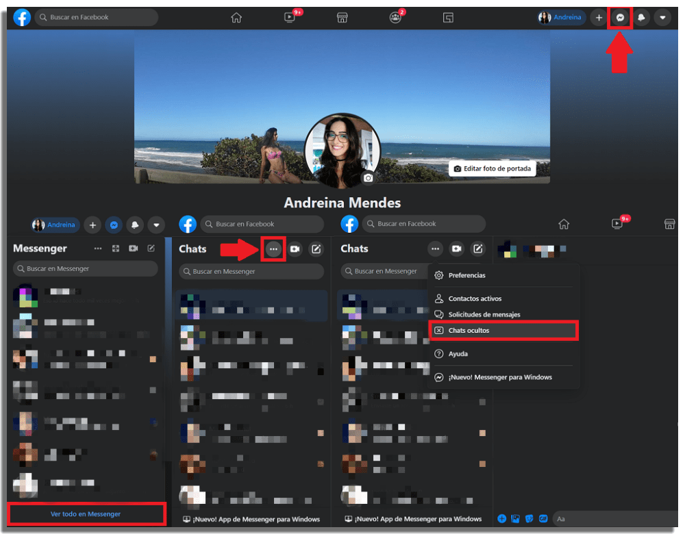 Recuperar mensajes borrados en Messenger