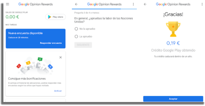 Google Opinion Rewards descargar aplicaciones de pago gratis