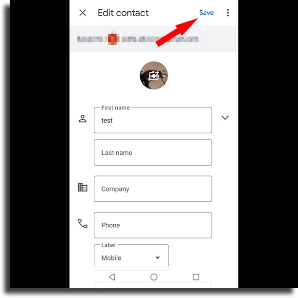 save button change contact pictures in Android
