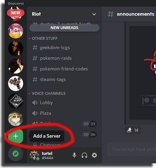 The "add a server" highlighted. Just click it!