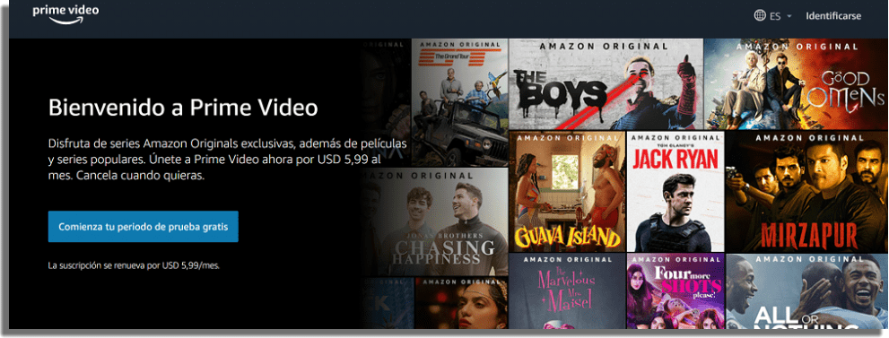 Amazon Prime Video servicios de streaming de películas y series