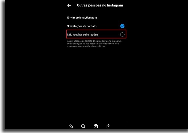 solicitações de mensagens no instagram evitar