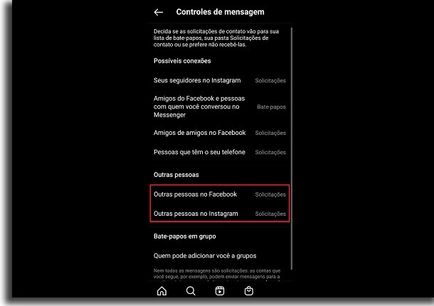 solicitações do facebook