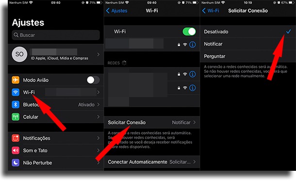 desativar conexão automática ao Wi-Fi no iPhone em redes desconhecidas