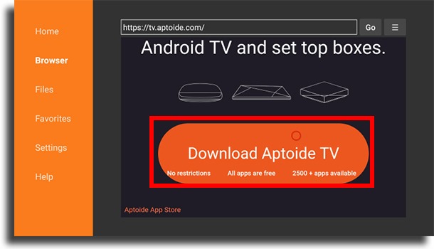 Download Aptoide TV install Google Play Store on Fire TV