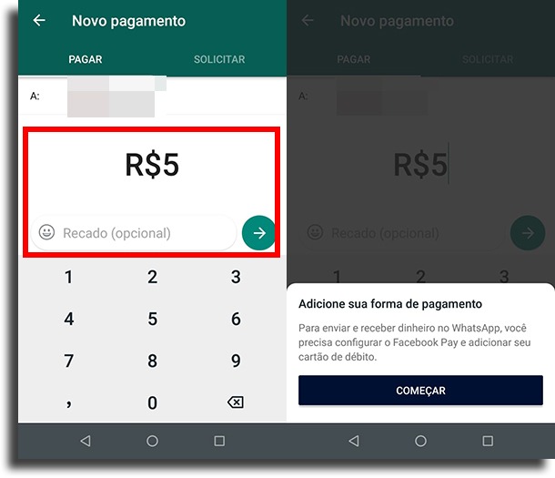 começar a configurar pagamentos pelo WhatsApp