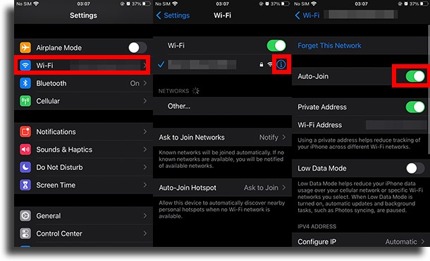 Disable the Auto-Join option disable Wi-Fi auto-join on iPhone
