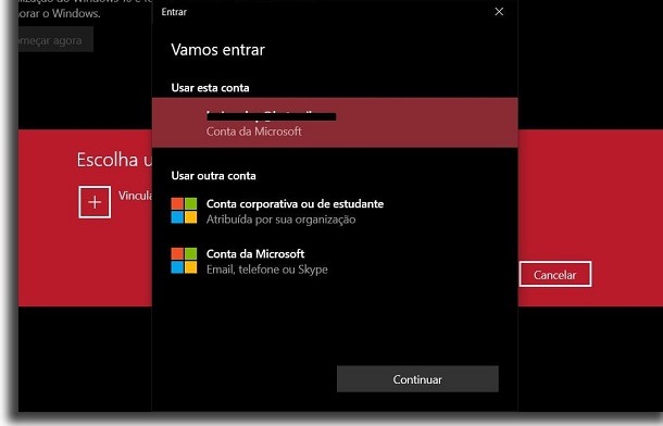 contas no windows