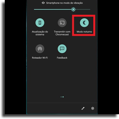 Modo escuro no Android pelas configurações rápidas