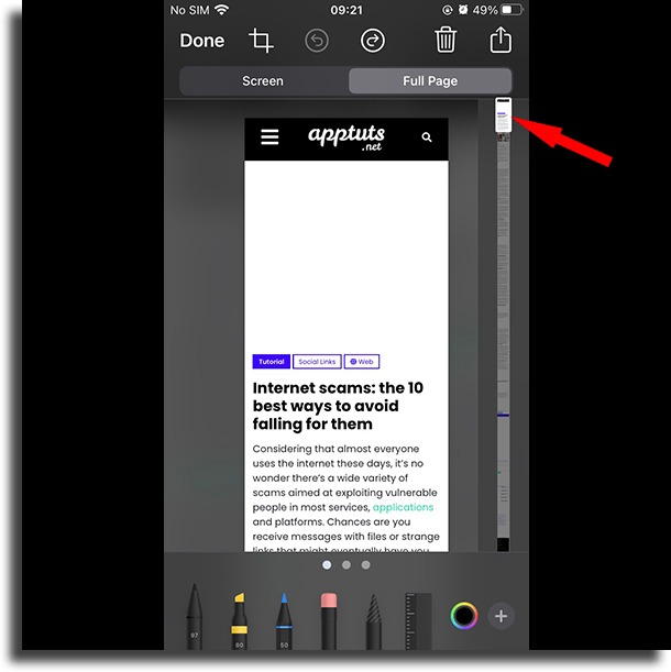preview it take a full-page screenshot on iPhone