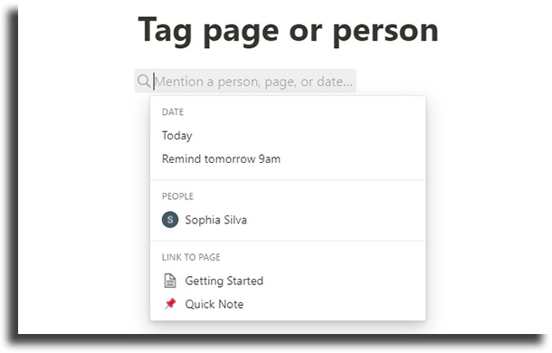 Tag another page or person notion tips and tricks