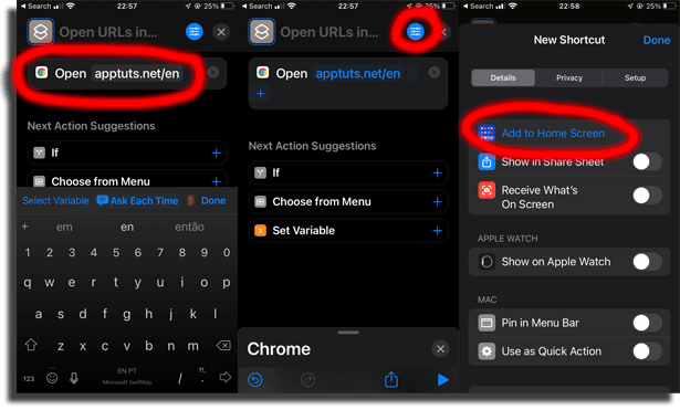 Click where it is highlighted to add a shortcut