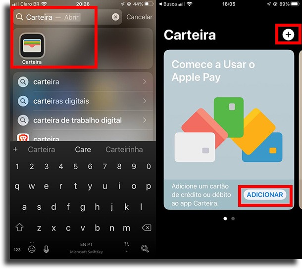Configurar pela carteira 