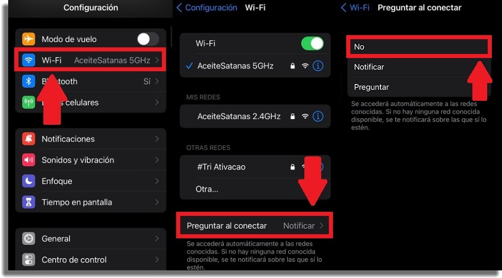 desactivar la conexión automática redes desconocidas