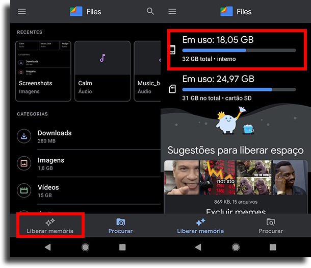 Liberar memória encontrar e apagar apps que você nunca usa