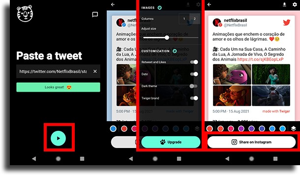 Usando o Twiger para compartilhar Tweet nos Stories do Instagram