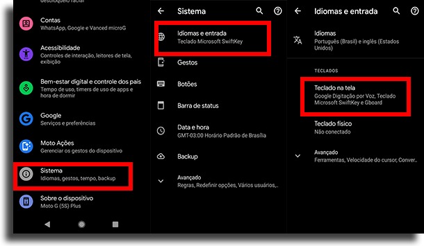 indo até o swiftkey criar atalhos de texto no Android