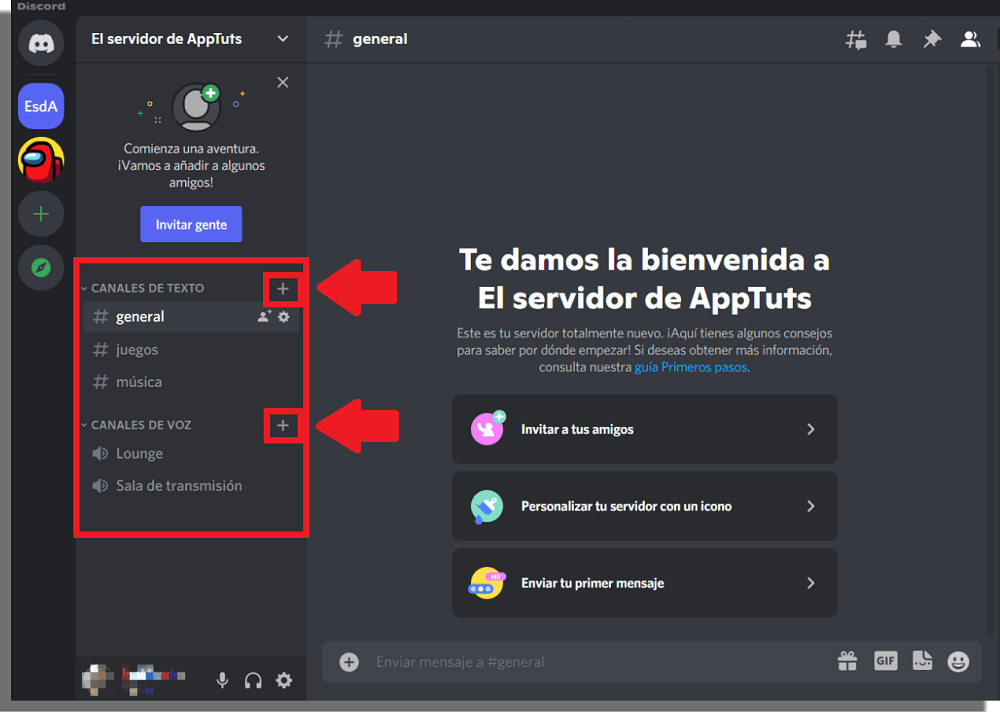 Paso 8 canales de texto y voz