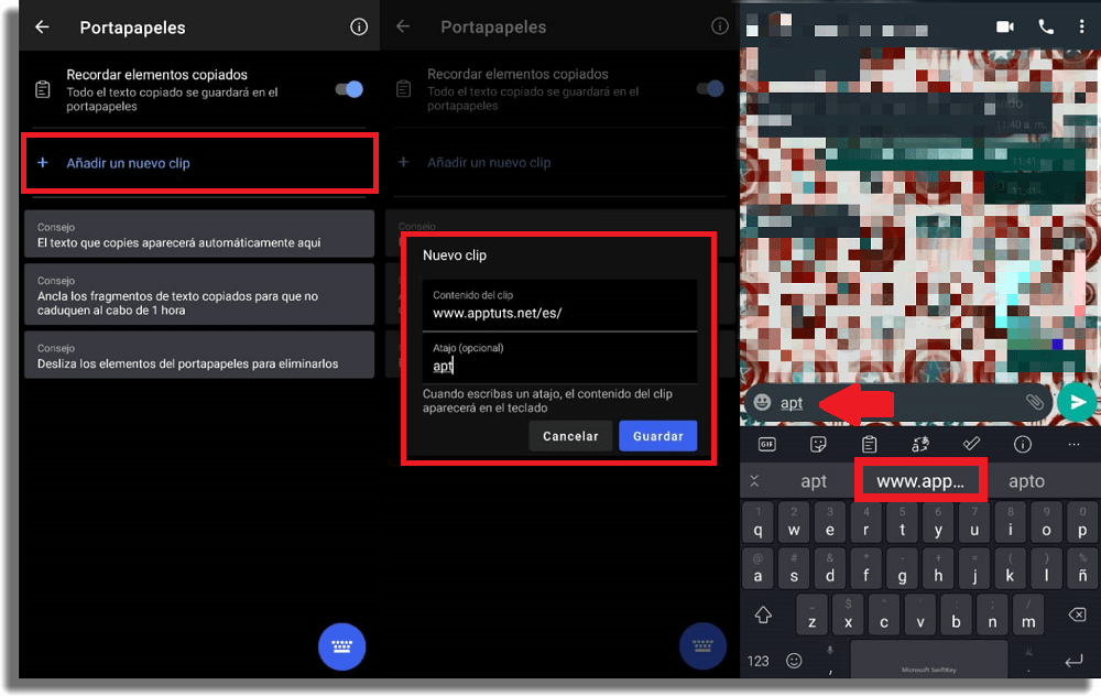 atajo de texto swiftkey android