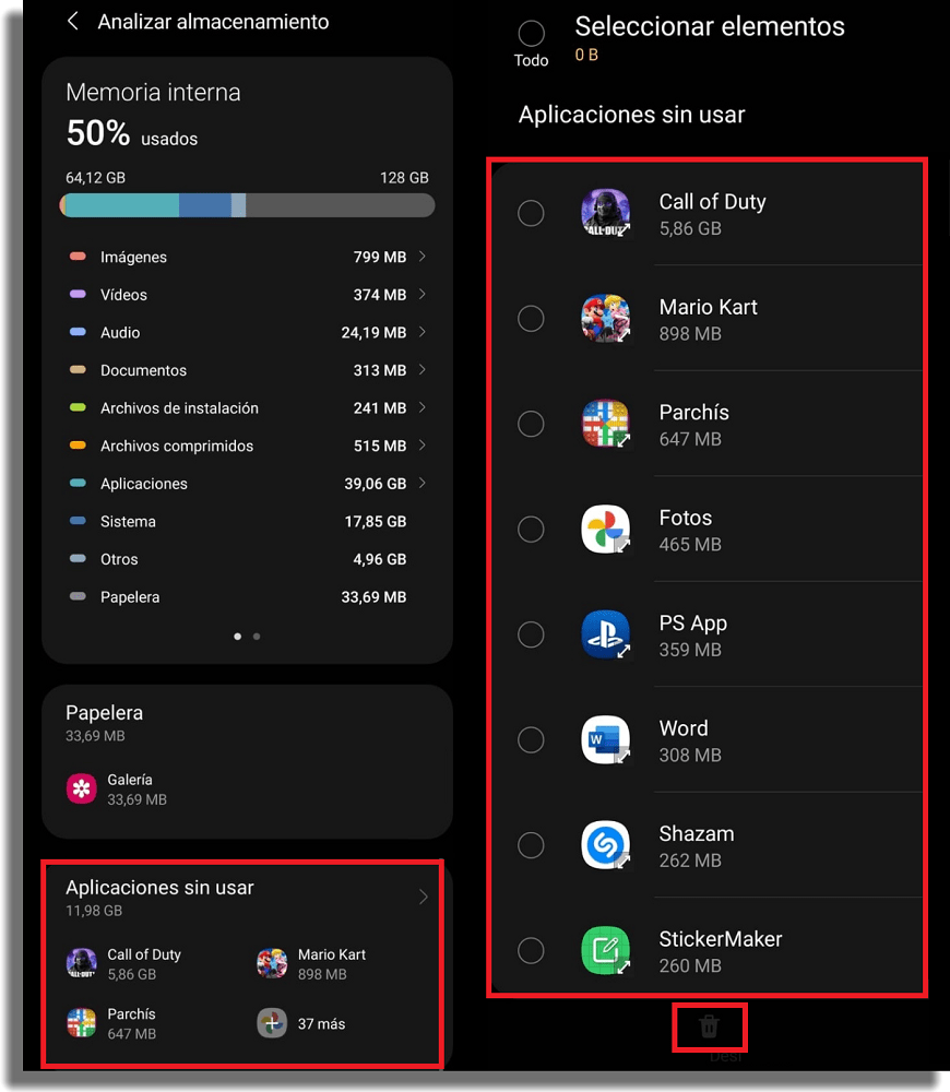 Cómo encontrar y eliminar apps que nunca usas en Android Samsung