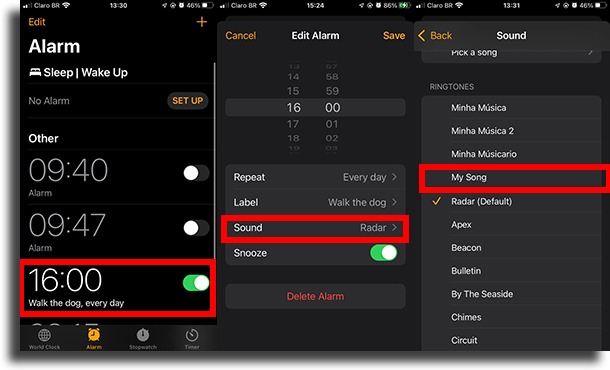 Select the alarm sound make a tiktok sound into alarm on iPhone