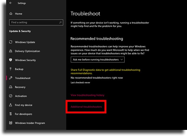 go to advanced troubleshooters fix Windows Updates that keep failing